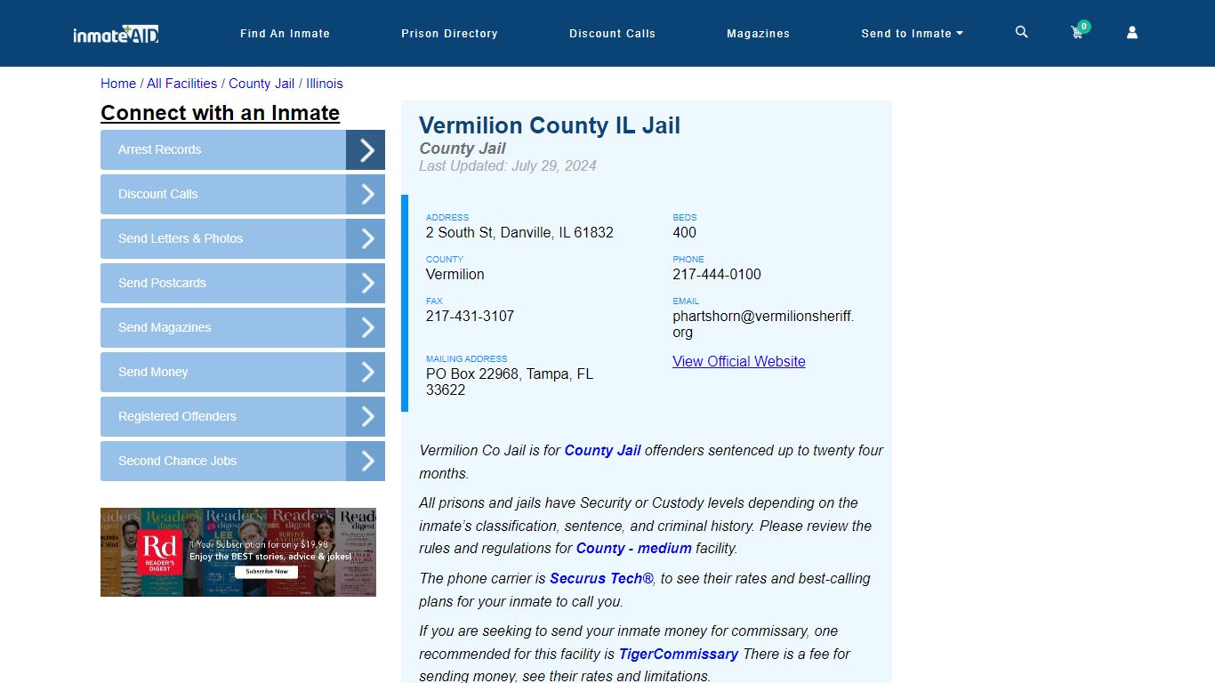 Vermilion County IL Jail - Inmate Locator