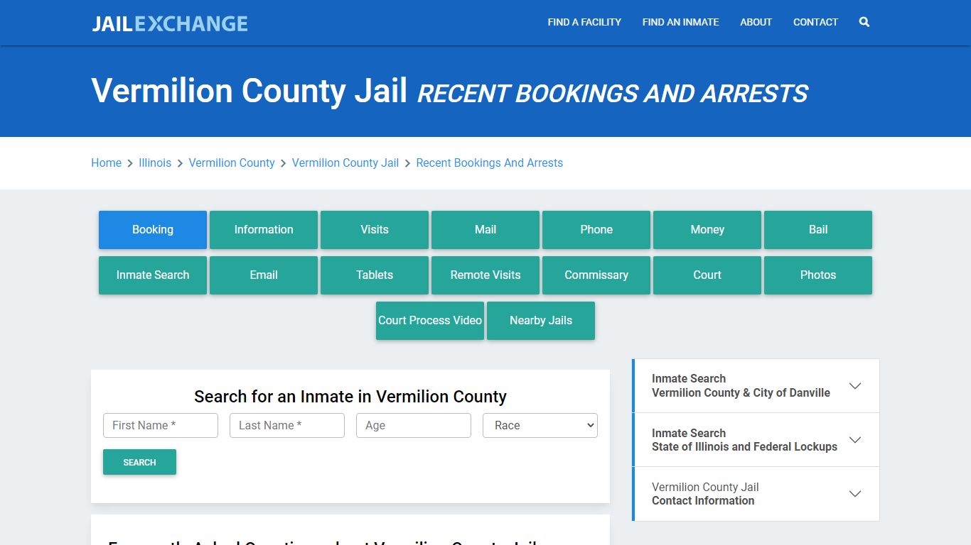 Vermilion County Jail Recent Bookings And Arrests - Jail Exchange