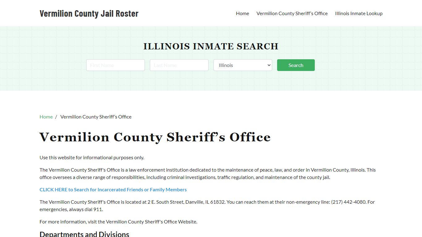 Vermilion County Sheriff Office, IL, Arrest Warrants Search